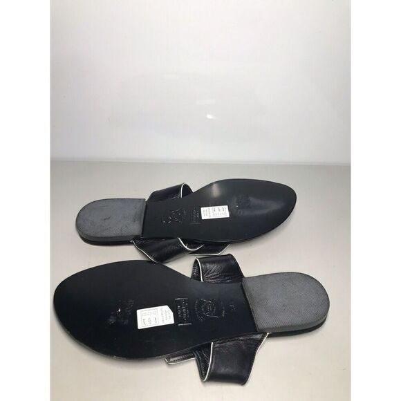 Lulu Guinness Black White Leather Tux Slides Sandals Women’s Sz 37.5M US/7M US - Picture 12 of 14